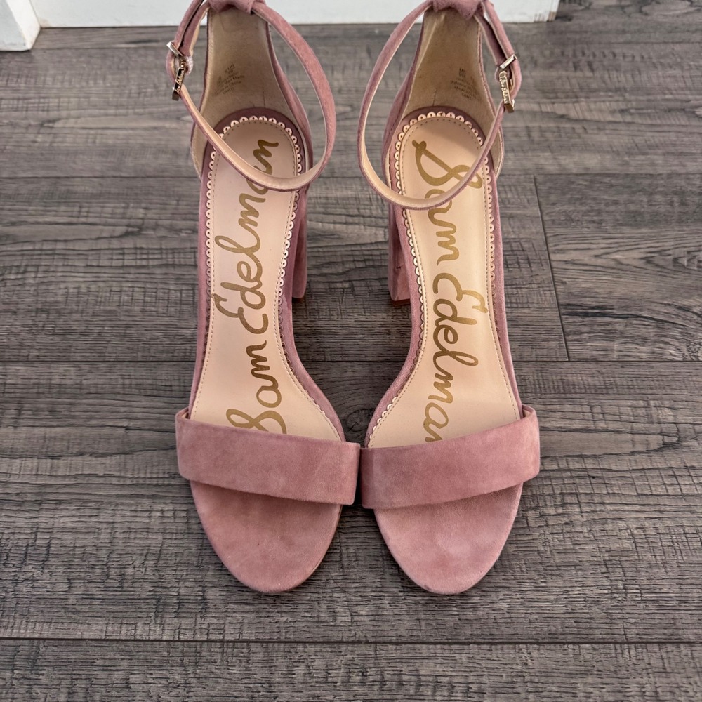 Sam Edelman Yaro Mauve Pink Suede Block Heel Ankle Strap Sandals 9M